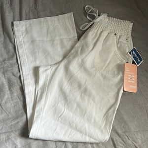 CI SONO White linen flare leg pants, size large
